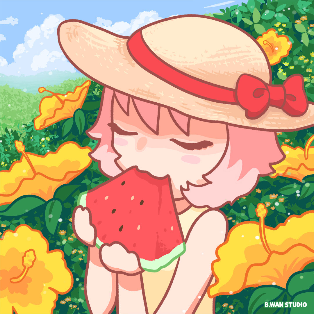 Summer Watermelon and Hibiscus