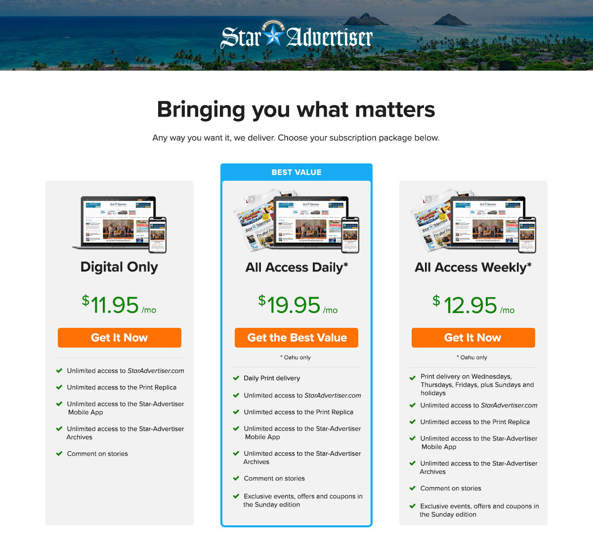 Star-Advertiser Subscription Gateway