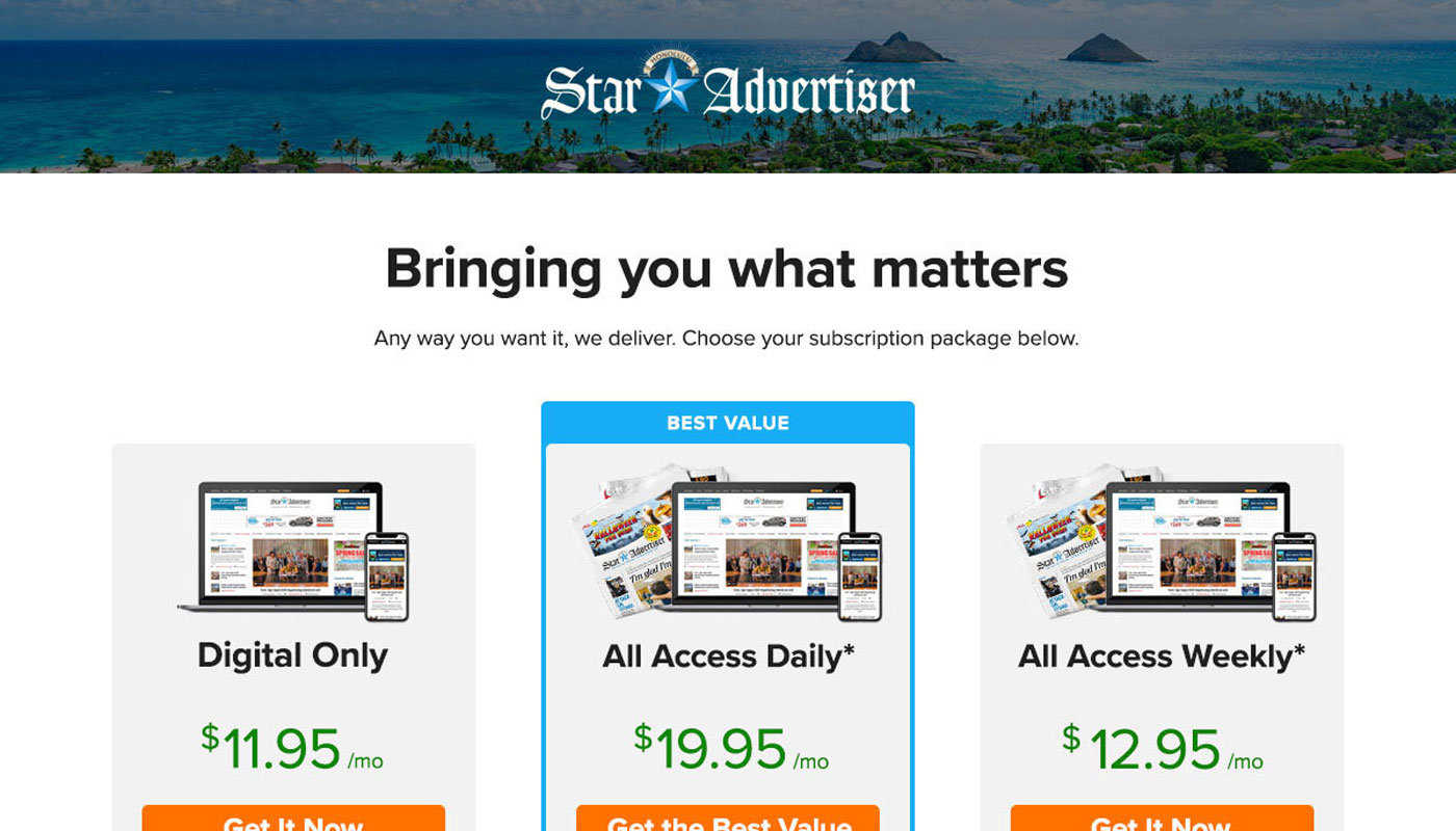 Star-Advertiser Subscription Gateway